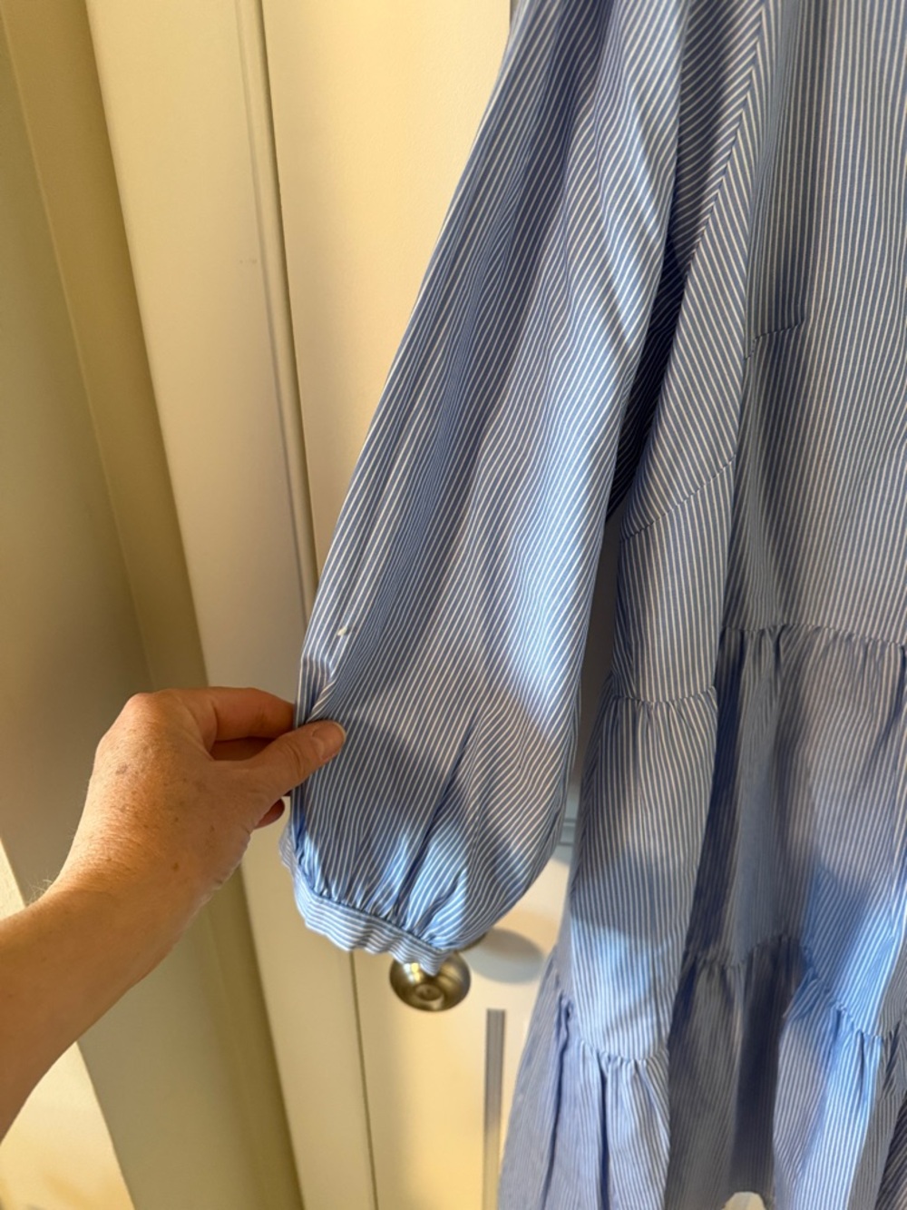Nautica Jeans Women’s Embroidered pinstripe Tiered Cotton Mini Dress XL - Picture 7 of 10
